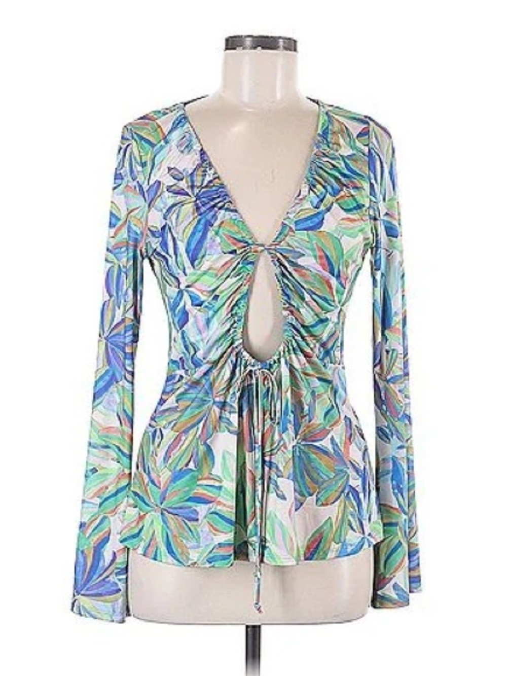 Veronica M Women’s Blue Green Long Sleeve Blouse S